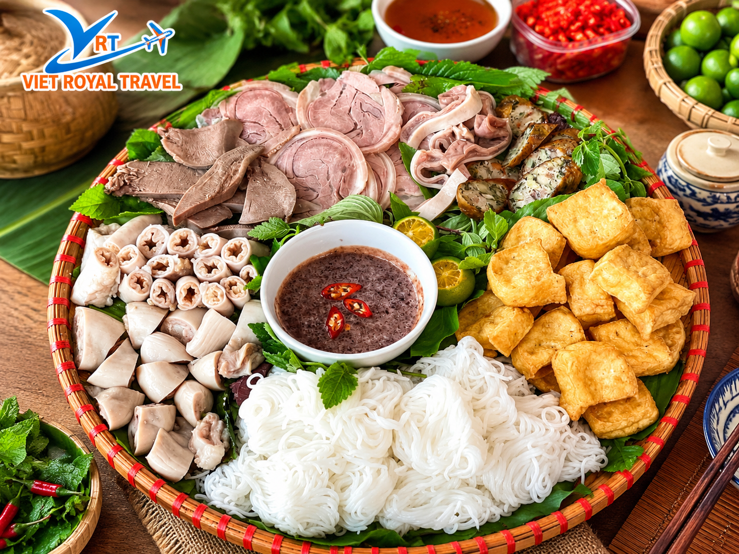 Mẹt bún đậu mắm tôm hấp dẫn du khách khi khám phá ẩm thực Hà Nội.